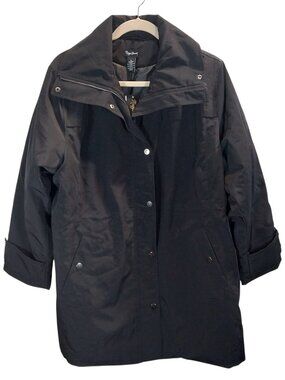 Maggie Barnes Black Raincoat with Zipper & Snaps Size 3X (26/28W)